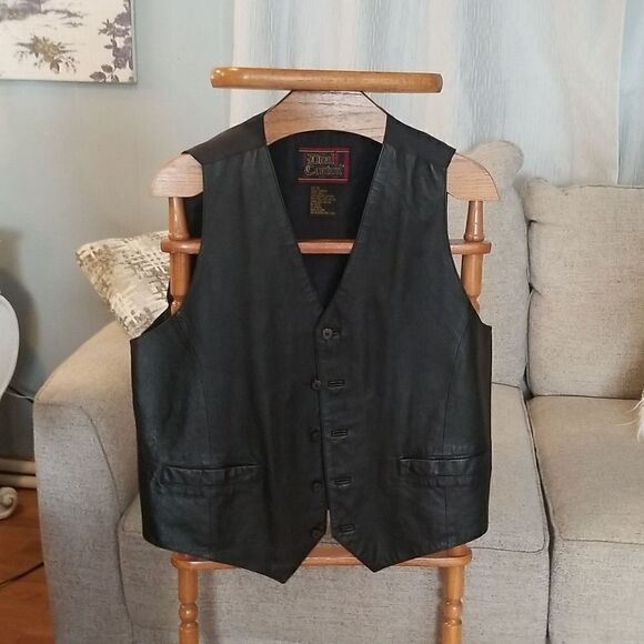 Leather Biker / Dress Vest XL  great condition black like new - Picture 5 of 7